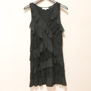 LOFT Ruffled Black V-neck Cocktail Dress